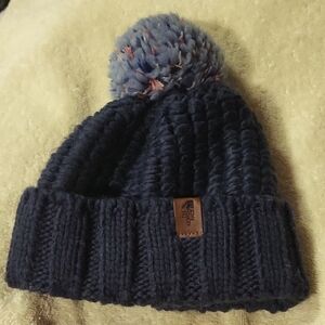 The North Face Dark Blue Kids Beanie with Pom-Pom